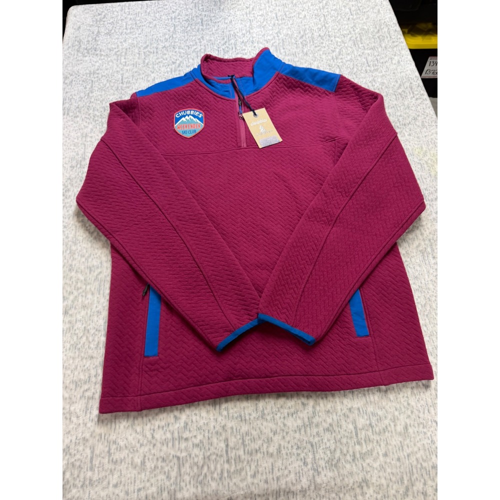 Chubbies Weekender Ski Club Mens Large Quilted Quarter Zip Pullover NWT